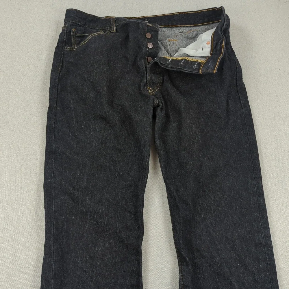 Levis 501 Jeans Mens‎ 38x32 Black Button Fly Western Faded Classic American